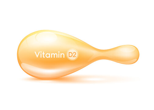 Cosmetic Capsule Vitamin D2 Or Collagen Antibiotic Gel Pill Template For Repair Skin Care Anti Age And Hair. Serum Capsule Orange 3D Realistic Isolated On White Background. Vector EPS10.