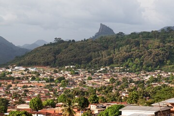 View of Man city and Dent de Man mountain. Ivory Coast. Africa.