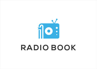 Creative Radio Book Education logo design vector illustration