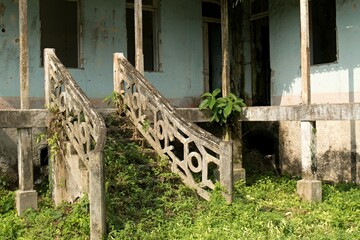 Santo Antonio The largest city of the island of Principe. Ruins of a Portuguese colonial building....