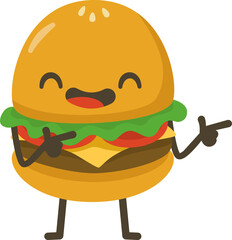 Smiling Hamburger Cartoon Character.