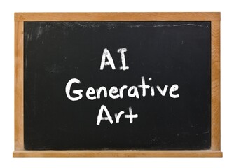 Obraz premium AI generative art written in white chalk on a black chalkboard isolated on white