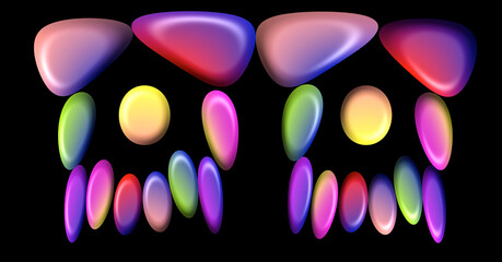 Abstract patterns coloured with black background	