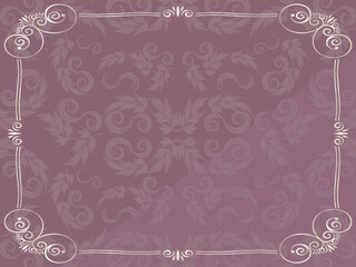 フローラルオーナメントの背景　横位置　ピンク＆ホワイトゴールド