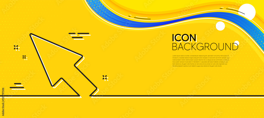 Poster mouse cursor line icon. abstract yellow background. pointer sign. click arrow symbol. minimal mouse 
