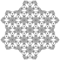 lace doily on black seamless pattern floral flower snowflake decoration  ornament vintage textile fabric vector illustration