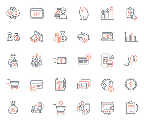 Finance icons set. Included icon as Checklist, Loyalty points and Card web elements. Payment methods, Diagram graph, Graph chart icons. Cashback, Wallet, Money transfer web signs. Vector