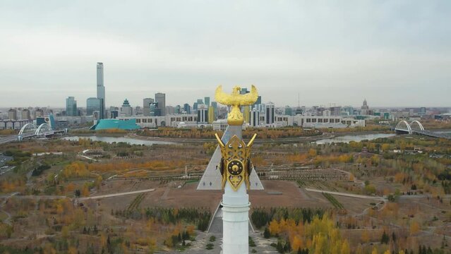 October 15, 2022 Astana, Republic of Kazakhstan: Landmark of the city Monument Cossack Eli