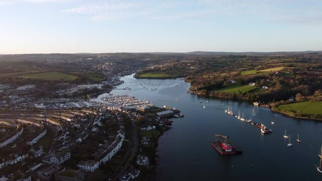 Falmouth harbour cornwall england uk aerial drone 