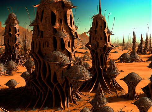 alien termite city. Generative AI picture.
