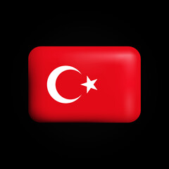 Turkey Flag 3D Icon. National Flag of Turkey. Vector illustration