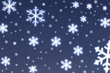 Fototapeta premium Christmas snowflakes lights with falling snow