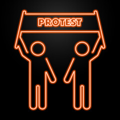 protest neon sign, modern glowing banner design, colorful modern design trends on black background. Vector illustration.