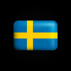 Sweden Flag 3D Icon. National Flag of Sweden. Vector illustration