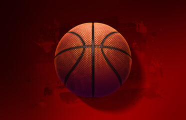 Obraz premium basketball illustration against the abstract red background 