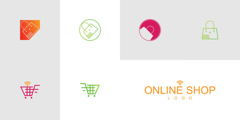 Various kinds of online shop logo designs with the latest premium vector styles