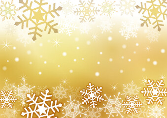 Fototapeta premium キラキラした雪の結晶 ゴールド