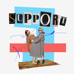 Contemporary art collage. Weird people concept. Ideas, inspiration, creativity. Female friendship,...