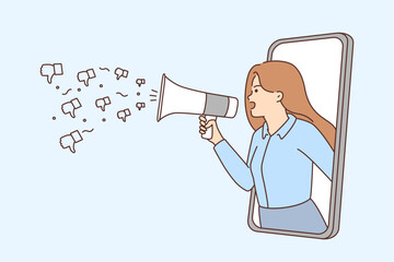 Mad woman shout in megaphone 