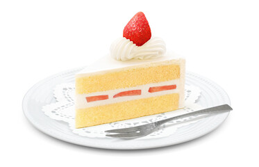 いちごのショートケーキのイラスト リアル 