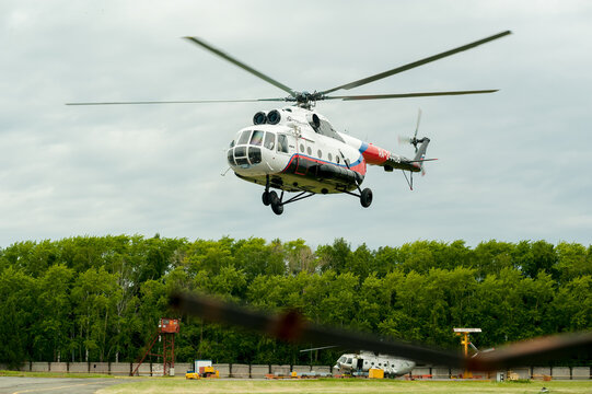Test flight of MI-8 helicopter aftr repairing