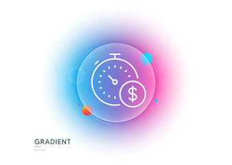 Last minute sale line icon. Gradient blur button with glassmorphism. Shopping timer sign. Supermarket time symbol. Transparent glass design. Last minute line icon. Vector