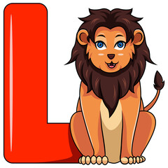 Illustration of L letter for lion