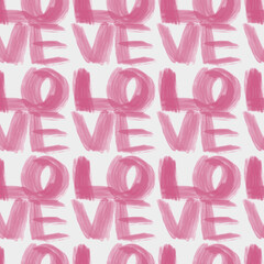 Vector seamless pattern for Valentine's Day simple design. Love phrase hand written texture