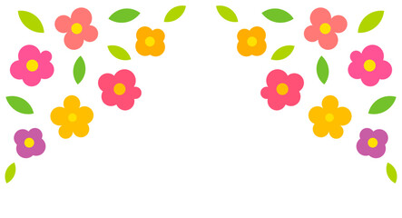Cute flowers border spring background.
