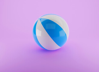 image 3d rendering rubber ball blue and white color on pink ground