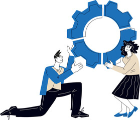 Company mission and successful efficient teamwork. Business collaboration and partnership.