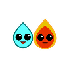 Water and Fire Cute Icon