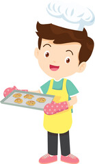 Cooking children boy Little kids making delicious food professional chef