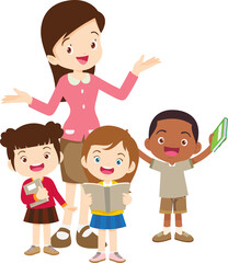 back to school with kids reading book education happy children concept