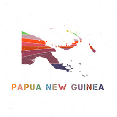 Papua New Guinea map design. Shape of the country with beautiful geometric waves and grunge texture. Trendy vector illustration.