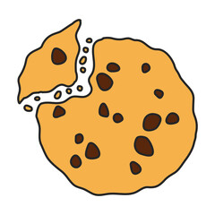 Cookies with crumbs vector icon.Color vector icon isolated on white background cookies with crumbs.