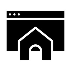 Isolated homepage in glyph icon on white background. landing page, website, seo, browser