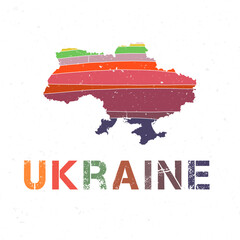 Ukraine map design. Shape of the country with beautiful geometric waves and grunge texture. Powerful vector illustration.