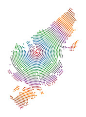 Obraz premium Lewis and Harris dotted map. Digital style shape of Lewis and Harris. Tech icon of the island with gradiented dots. Appealing vector illustration.