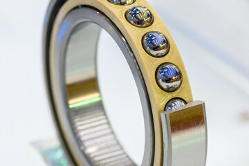 Close up scene cutaway of the ball bearing parts.