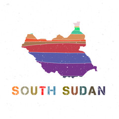 South Sudan map design. Shape of the country with beautiful geometric waves and grunge texture. Superb vector illustration.