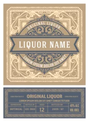Vitrage gordijnen Vintage labels Whiskey label with old frames