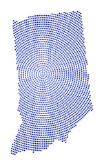 Indiana dotted map. Digital style shape of Indiana. Tech icon of the us state with gradiented dots. Neat vector illustration.