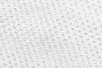 Texture or background of mesh fabric in white. Mesh material