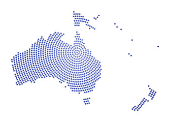 Oceania dotted map. Digital style shape of Oceania. Tech icon of the continent with gradiented dots. Attractive vector illustration.