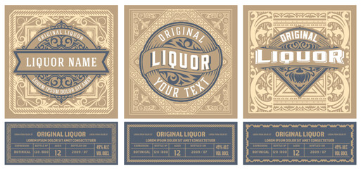 Set of 3 vintage labels for packing