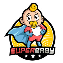 Cartoon Baby Hero Mascot Logo illustration template