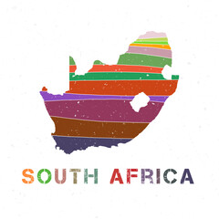 South Africa map design. Shape of the country with beautiful geometric waves and grunge texture. Artistic vector illustration.