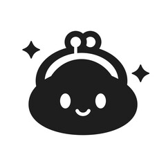 シンプルでかわいい笑顔のがま口型のお財布 - 節約･お得・給付金･お小遣いのイメージ素材
