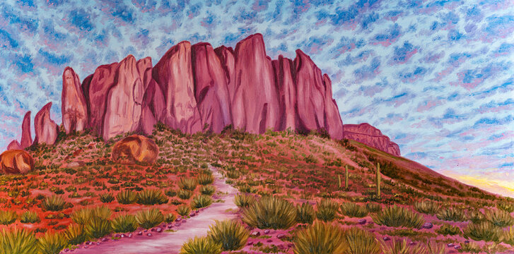 Lost Dutchman State Park. Oil painting on canvas.